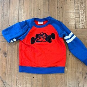 Hanna andersson race car appliqué pullover sweatshirt 6-7 years